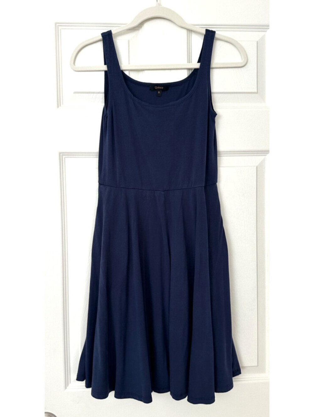 tencel jersey fit & flare dress QUINCE and Mini , Navy Blue, Small white evening dresses